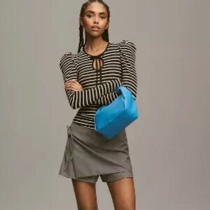 Anthropology Porridge blk/wht stripe top Medium